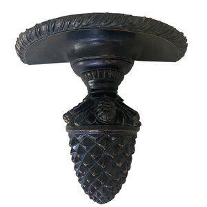 Black Carved Resin Faux Wood Wall Shelf Pedestal Console Bracket Pinecone Design
